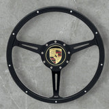 black wood rimmed steering wheel for VW beetle, Karmann Ghia, type 3, thing, bay window bus, mk1, vanagon and porsche 914