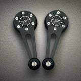 black aluminum window crank set for vw beetle, Karmann Ghia, bay window bus, type 3, mk1, vanagon and porsche 914