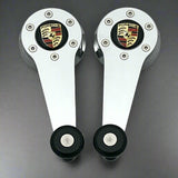 Window Cranks for VW, fits Beetle, Karmann Ghia, Type 3, Bay Window Bus, Vanagon, MK1, Porsche 914, Porsche 944, Chrome with black knobs and Porsche logo