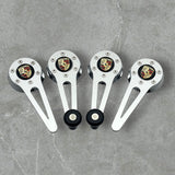 VW Beetle Window cranks, chrome with Porsche Logo and black knobs