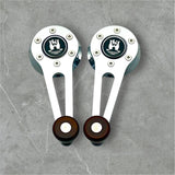VW Bug, Beetle Window Cranks and door handles, chrome with wood knobs and Wolfsburg logo.