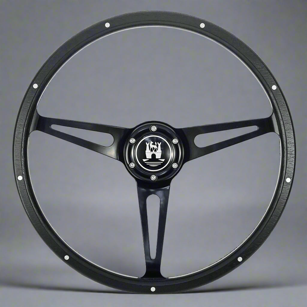 嫁*中様 topbrige トップブリッジ BLACK STEER TYPE-W BLACKOUT STEERING WHEEL for BEETLE, GHIA, TYPE 3, THING & PORSCHE