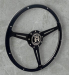 black wood rimmed steering wheel for VW beetle, Karmann Ghia, type 3, thing, bay window bus, mk1, vanagon and porsche 914