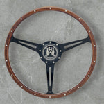 Wood rimmed steering wheel with black spokes for Volkswagen Type 2 and Vanagon