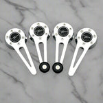 Billet VW Karmann Ghia  Window cranks and door handles, chrome with black knobs. 