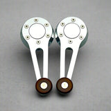 Billet VW Karmann Ghia  Window cranks, chrome with wood knobs. 