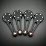 Black billet window cranks and door handles with wood knobs for VW Convertible Beetle Bug