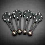 Black billet window cranks and door handles with wood knobs for VW Convertible Beetle Bug