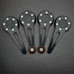 Black billet window cranks and door handles with wood knobs for VW Beetle, Bug, Karmann Ghia, and Type3