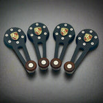 Black billet window cranks and door handles with wood knobs for VW Beetle Convertible