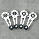 VW Beetle Convertible Window cranks, chrome with Wolfsburg Logo and black knobs