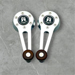 VW Bug, Beetle Window Cranks and door handles, chrome with wood knobs and Wolfsburg logo. 