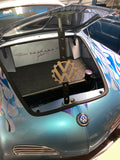 custom Karmann Ghia hood prop with stainless steel cog emblem