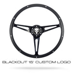 Blackout steering wheel with custom horn button