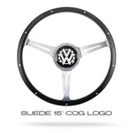 Custom satin spoked steering wheel with black rim and rivets for Volkswagen