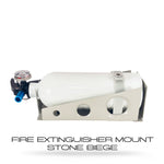 Custom universal fire extinguisher mount for 2.5lb extinguisher with flared holes